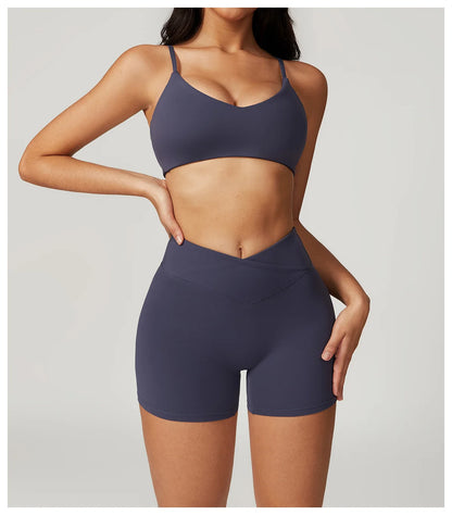 2 Pieces Yoga Set Gym Clothes Sportswear Yoga Suits For Women Fitness Short Sleeve Crop Top Tracksuits Sports Bra Gym Leggings