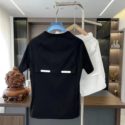 Summer New Men's Faionable Breathable Ice Silk Slim Fit High Elastic Sport ort Sve Set Casual Running Qui Dry Set