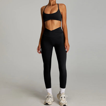 mikeyoga Women Yoga Suit 2PCS Sports Set Quick-Drying Gym Set Women Tracksuit Running Workout Short Sleeves Sports Yoga Clothing