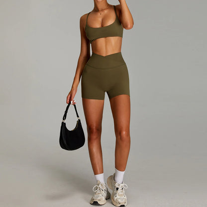 mikeyoga Women Yoga Suit 2PCS Sports Set Quick-Drying Gym Set Women Tracksuit Running Workout Short Sleeves Sports Yoga Clothing